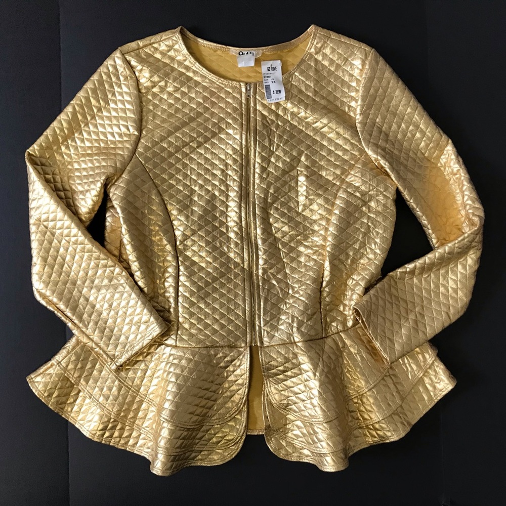 NWT Ouun blazer jacket womens plus size 2X Gold quilted